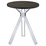 Glenbrook Satin Nickel Round Glass Top Bar Table from Coaster - Luna Furniture