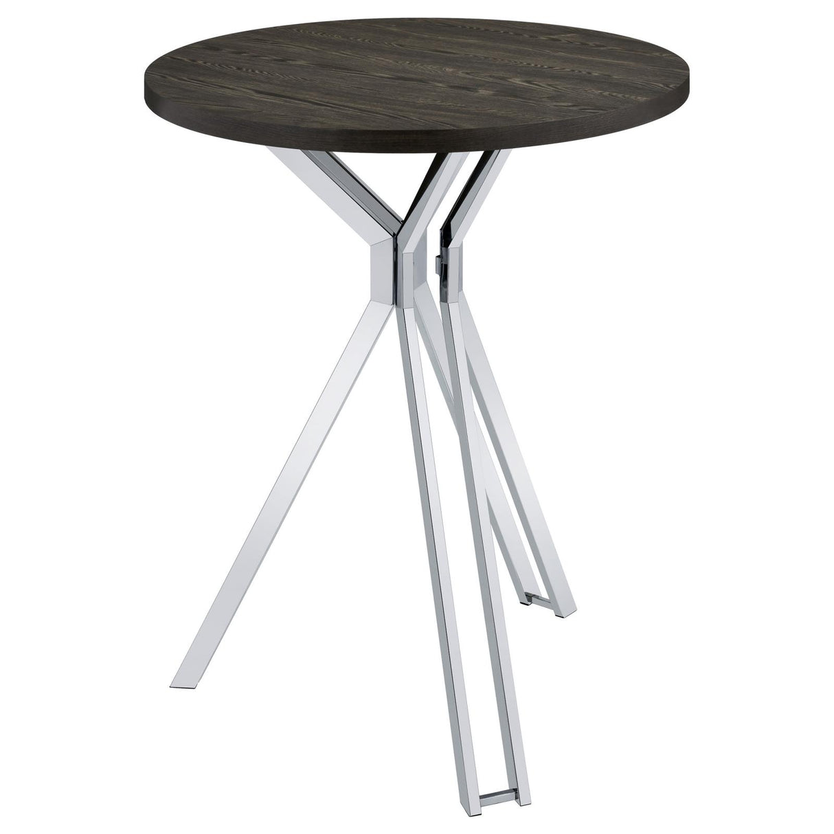 Glenbrook Satin Nickel Round Glass Top Bar Table from Coaster - Luna Furniture