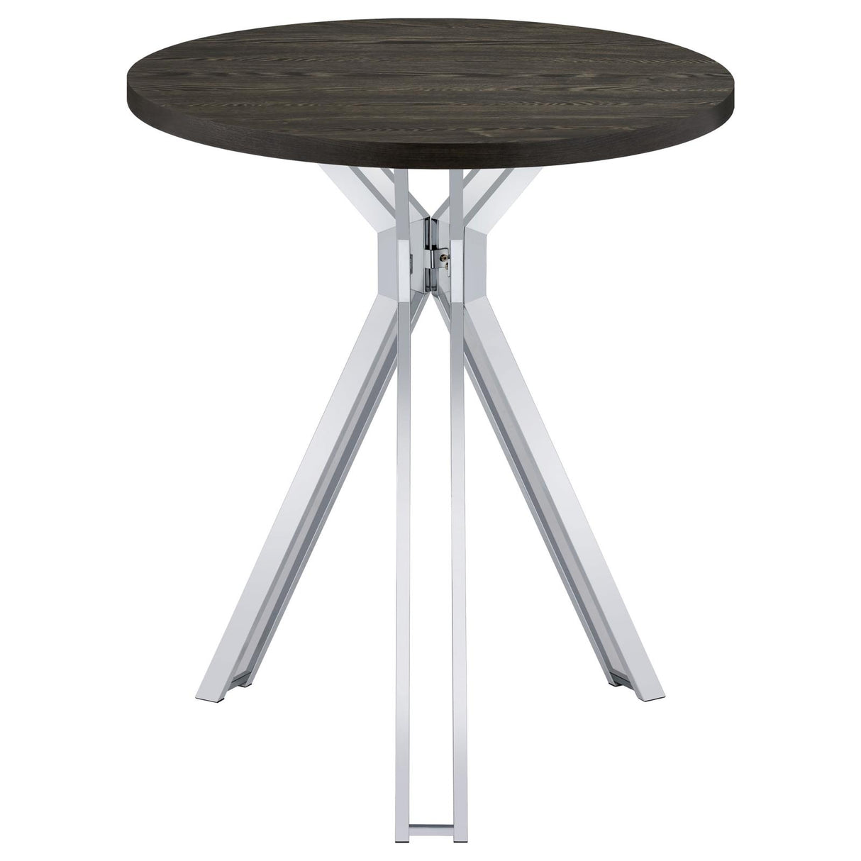 Glenbrook Satin Nickel Round Glass Top Bar Table from Coaster - Luna Furniture