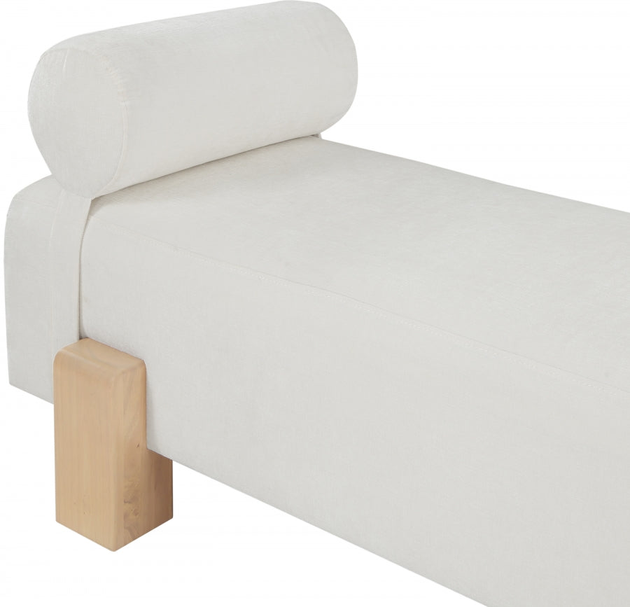 Edison Chenille Fabric Bench Cream from Meridian - Luna Furniture