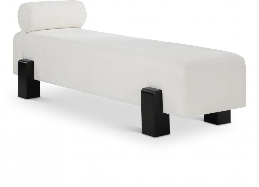 Edison Chenille Fabric Bench Cream from Meridian - Luna Furniture