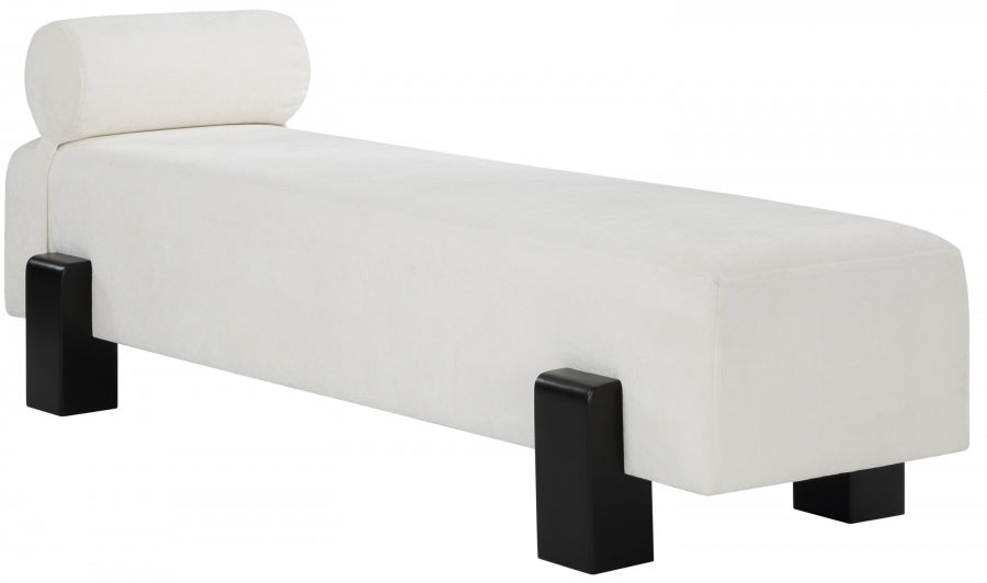 Edison Chenille Fabric Bench Cream from Meridian - Luna Furniture