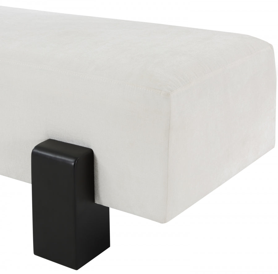 Edison Chenille Fabric Bench Cream from Meridian - Luna Furniture