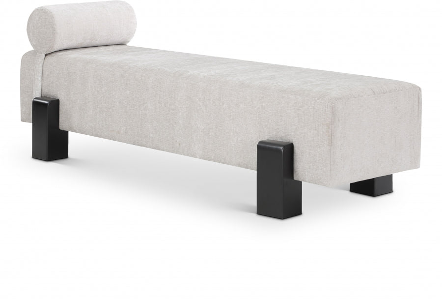 Edison Chenille Fabric Bench Grey from Meridian - Luna Furniture