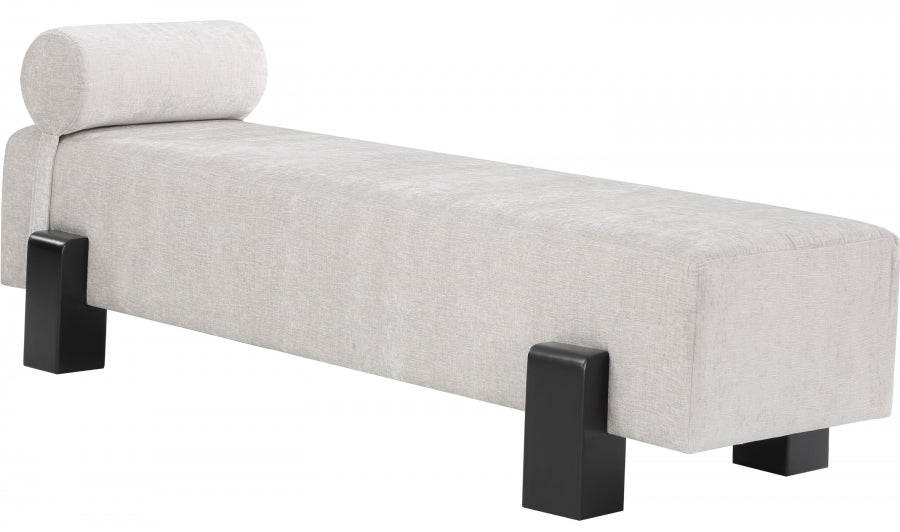 Edison Chenille Fabric Bench Grey from Meridian - Luna Furniture