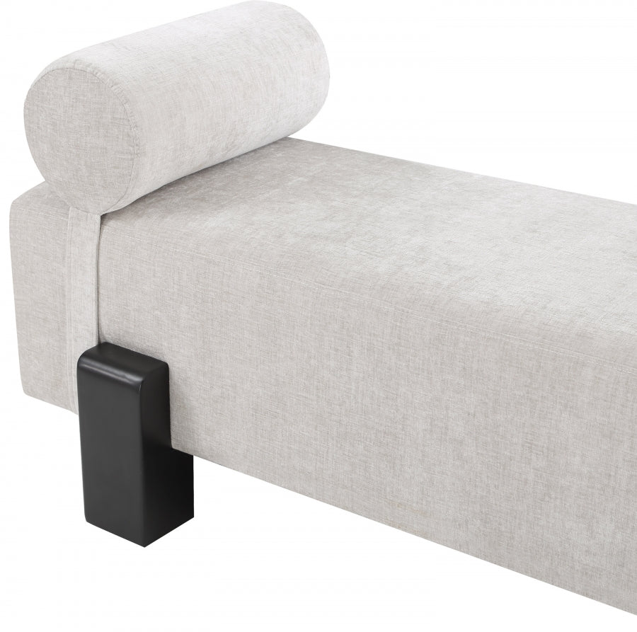 Edison Chenille Fabric Bench Grey from Meridian - Luna Furniture