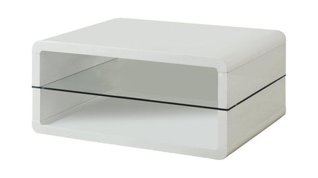 Elana Glossy White Rectangle 2-Shelf Coffee Table from Coaster - Luna Furniture