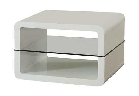 Elana Square 2-Shelf End Table Glossy White from Coaster - Luna Furniture