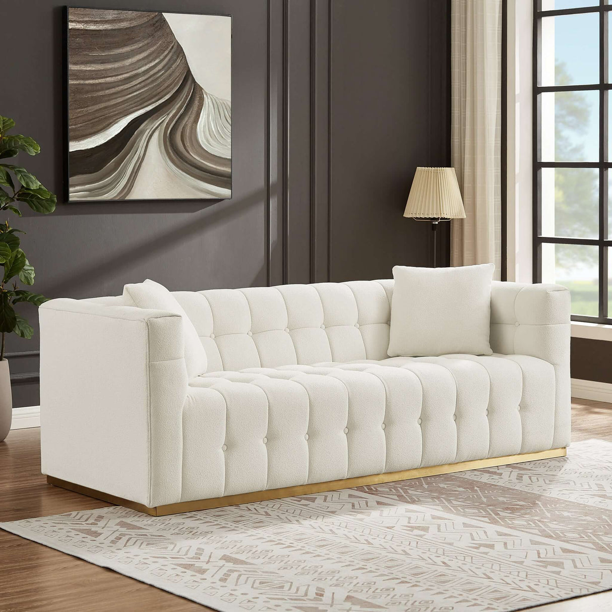 Eleanor Mid-Century Modern  Sofa Beige Boucle - AFC00475 - Luna Furniture