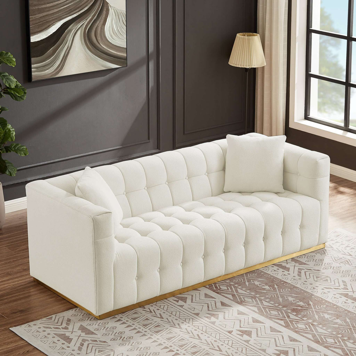 Eleanor Mid-Century Modern  Sofa Beige Boucle - AFC00475 - Luna Furniture