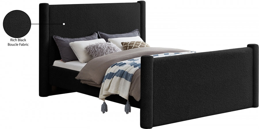 Elias Boucle Fabric Full Bed Black from Meridian - Luna Furniture