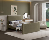 Elias Boucle Fabric King Bed Olive from Meridian - Luna Furniture