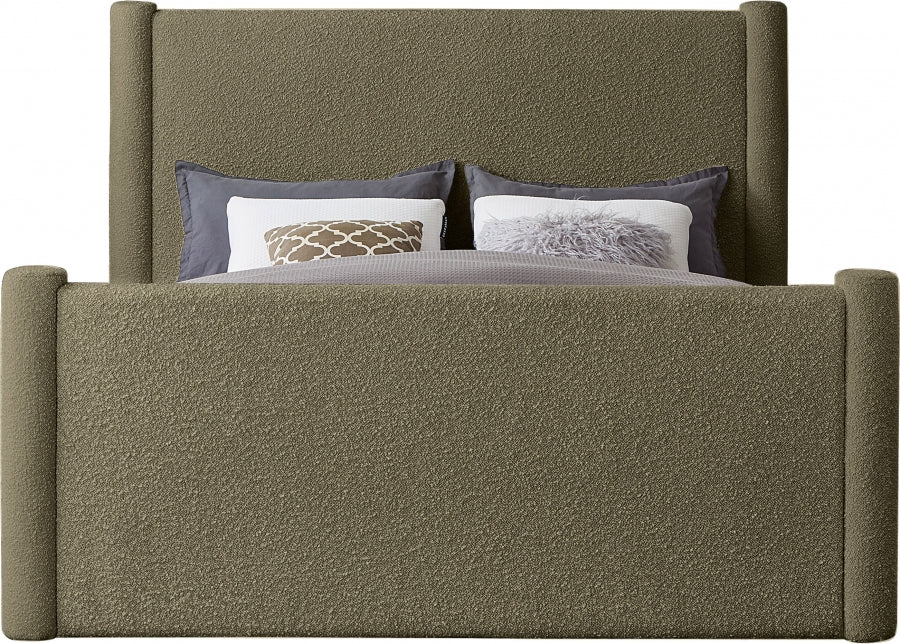 Elias Boucle Fabric King Bed Olive from Meridian - Luna Furniture