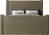 Elias Boucle Fabric King Bed Olive from Meridian - Luna Furniture