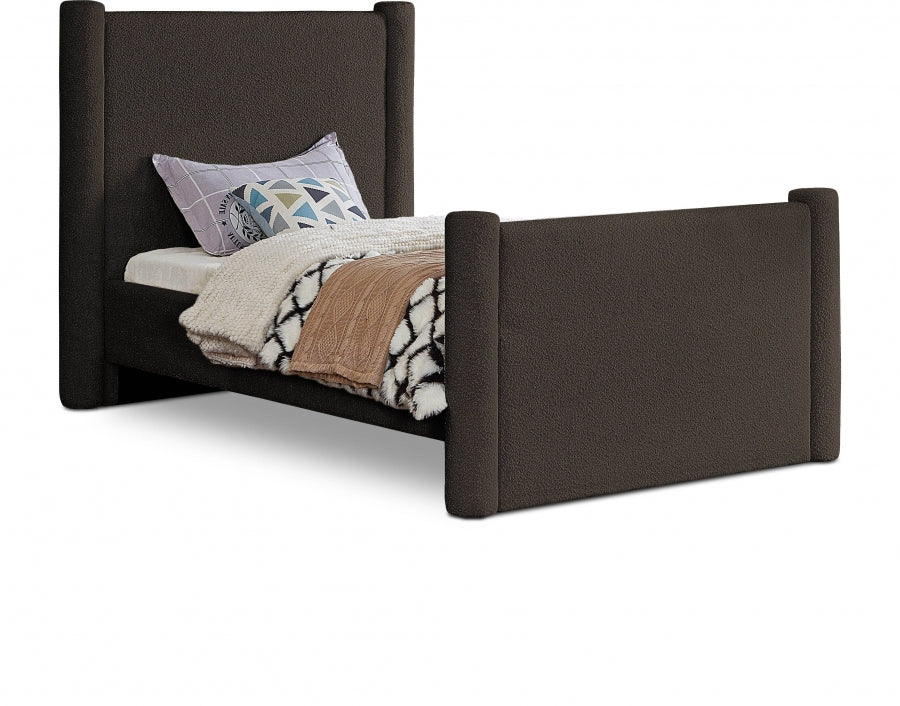 Elias Boucle Fabric Twin Bed Brown from Meridian - Luna Furniture