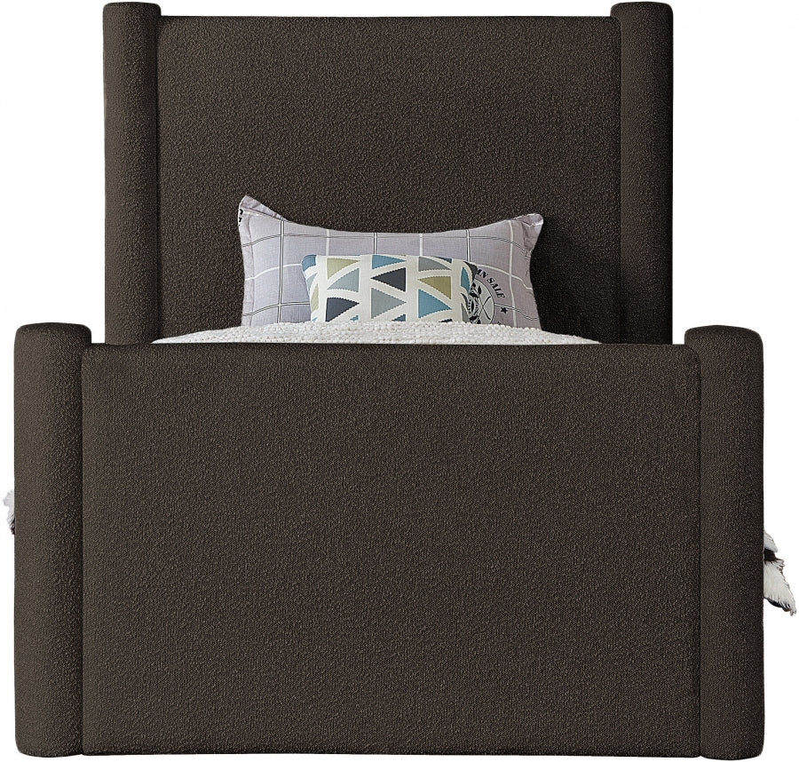 Elias Boucle Fabric Twin Bed Brown from Meridian - Luna Furniture