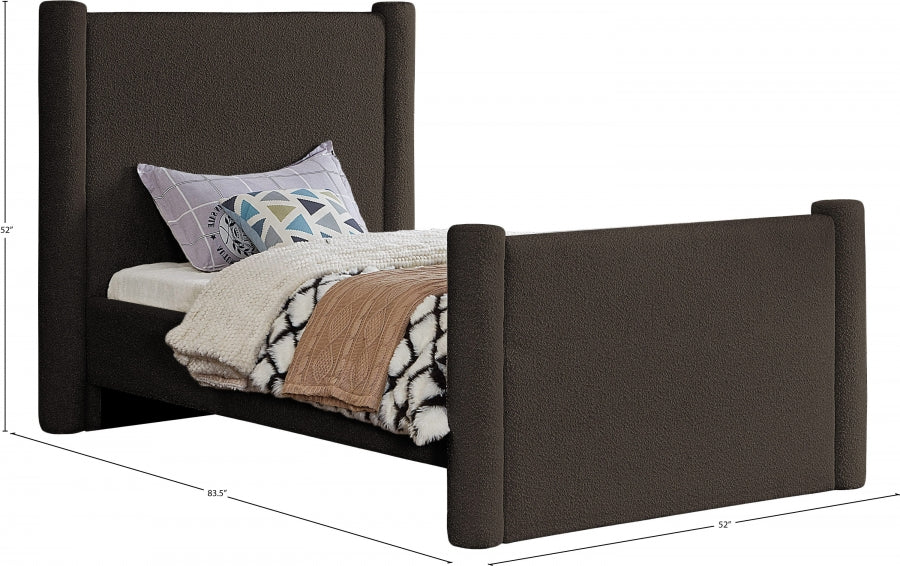 Elias Boucle Fabric Twin Bed Brown from Meridian - Luna Furniture