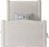 Elias Boucle Fabric Twin Bed Cream from Meridian - Luna Furniture