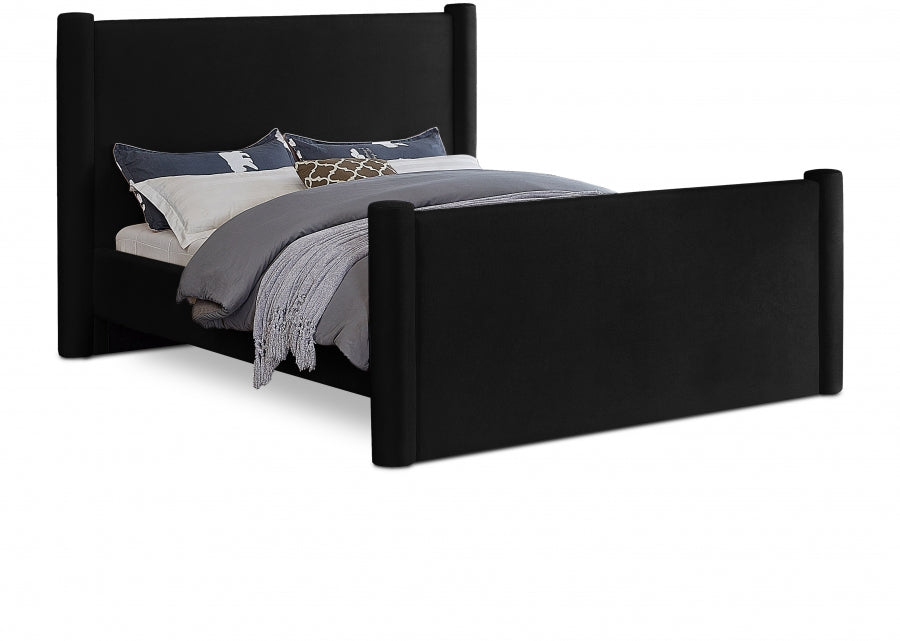 Elias Velvet Full Bed Black from Meridian - Luna Furniture