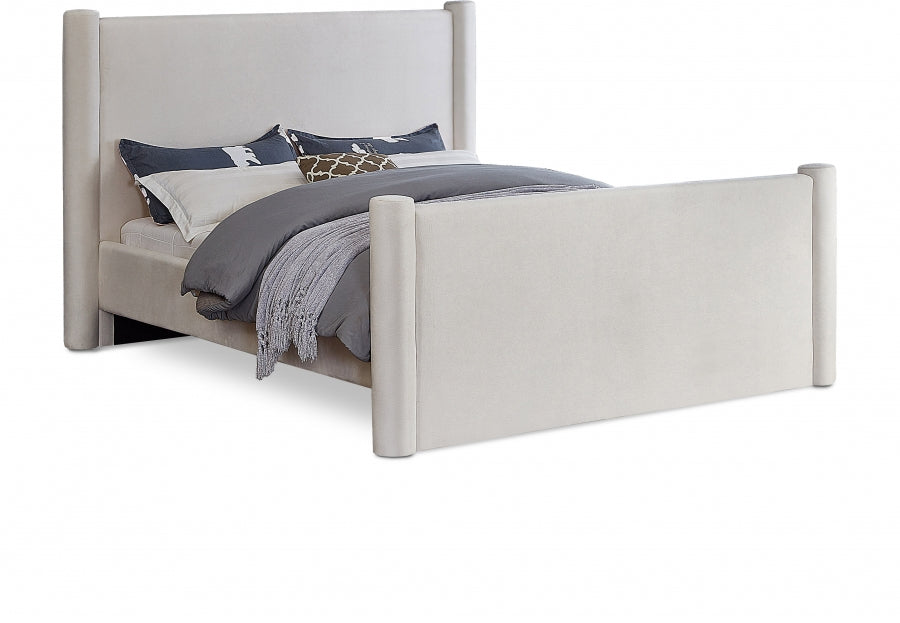 Elias Velvet Full Bed Cream from Meridian - Luna Furniture