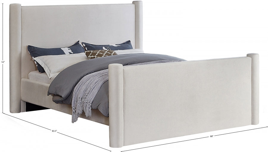 Elias Velvet Full Bed Cream from Meridian - Luna Furniture