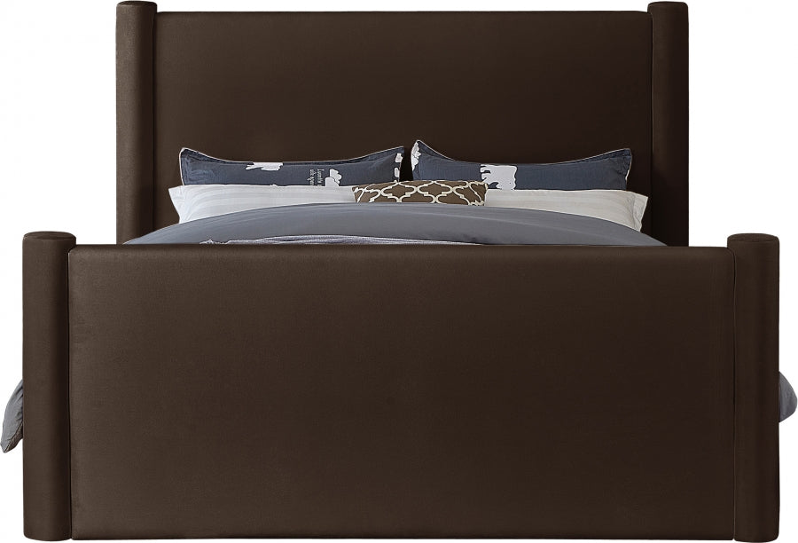 Elias Velvet King Bed Brown from Meridian - Luna Furniture