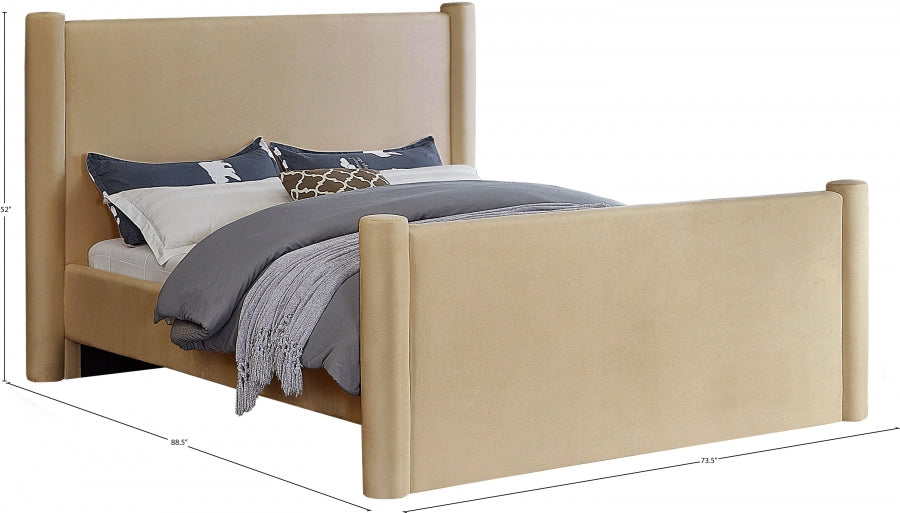 Elias Velvet Queen Bed Camel from Meridian - Luna Furniture