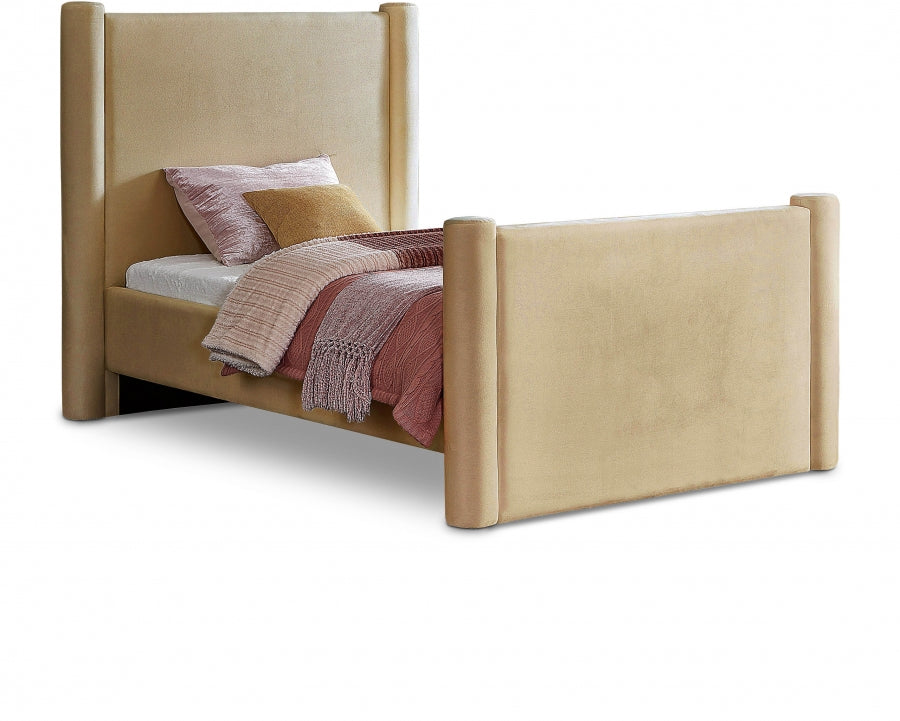 Elias Velvet Twin Bed Camel from Meridian - Luna Furniture