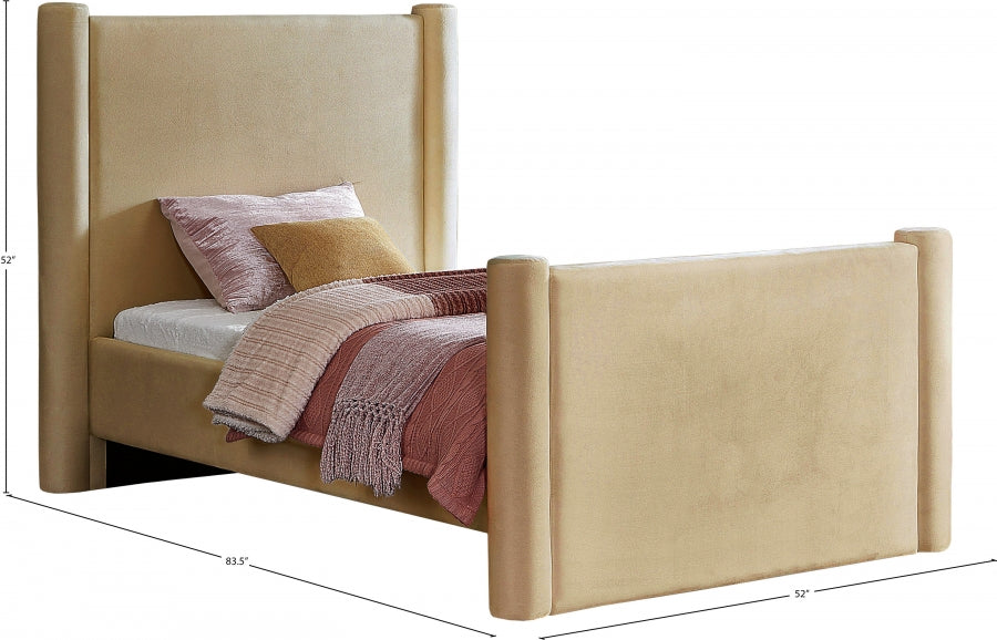 Elias Velvet Twin Bed Camel from Meridian - Luna Furniture