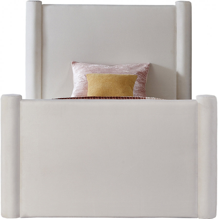 Elias Velvet Twin Bed Cream from Meridian - Luna Furniture