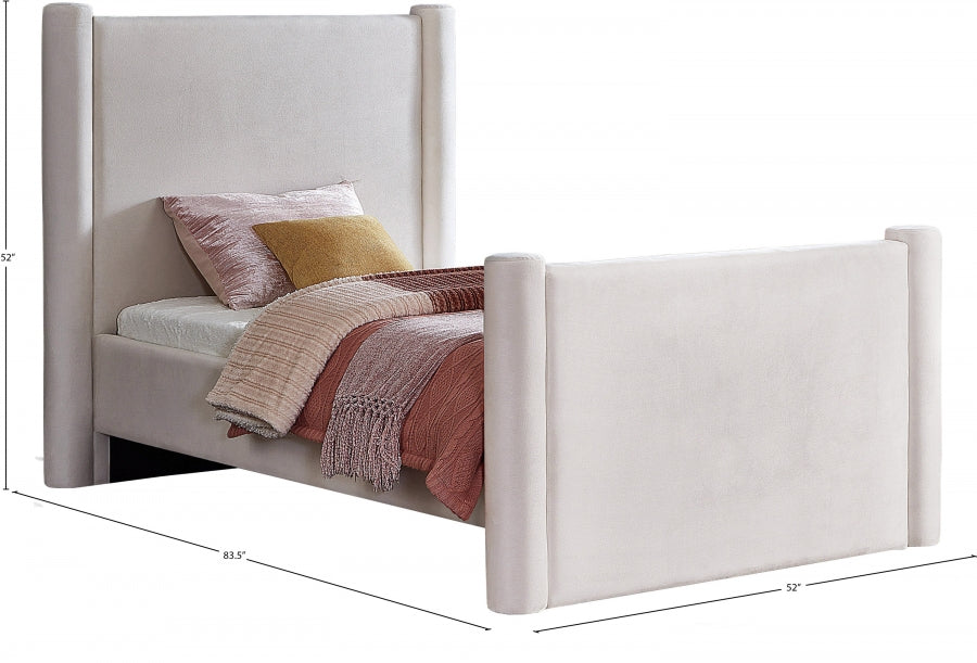 Elias Velvet Twin Bed Cream from Meridian - Luna Furniture