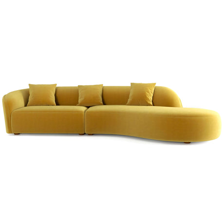 Elijah Japandi Style Curvy Sectional Sofa 126" / Dark Yellow Velvet - AFC00580 - Luna Furniture