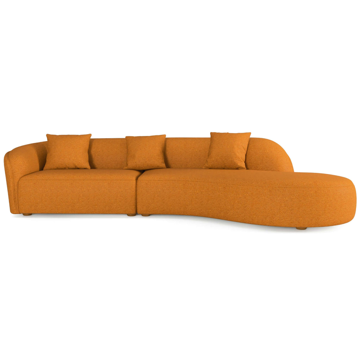 Elijah Japandi Style Curvy Sectional Sofa 126" / Dark Yellow Velvet - AFC00580 - Luna Furniture