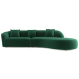 Elijah Japandi Style Curvy Sectional Sofa 126" / Green Velvet - AFC00687 - Luna Furniture