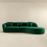 Elijah Japandi Style Curvy Sectional Sofa 126" / Green Velvet - AFC00687 - Luna Furniture