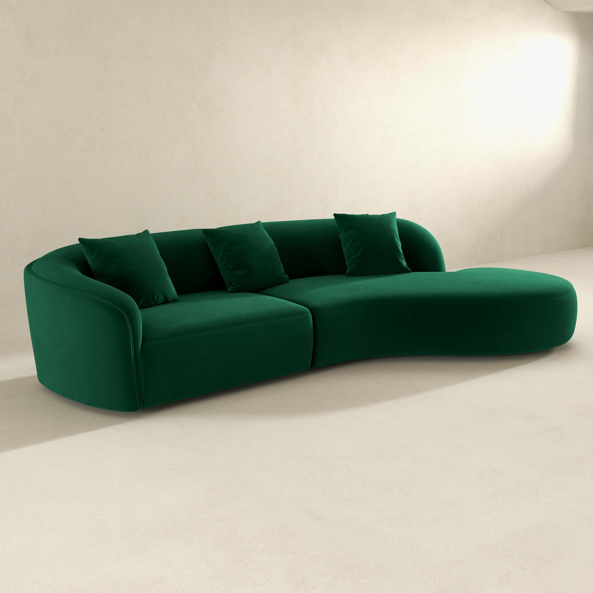 Elijah Japandi Style Curvy Sectional Sofa 126" / Green Velvet - AFC00687 - Luna Furniture