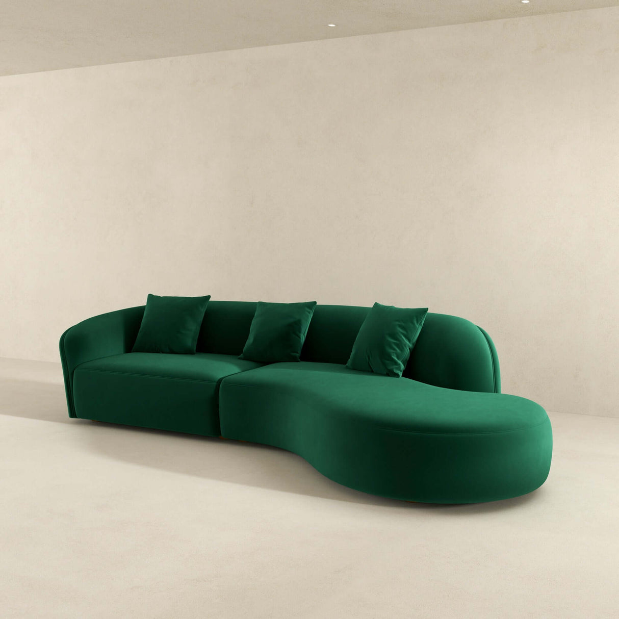 Elijah Japandi Style Curvy Sectional Sofa 126" / Green Velvet - AFC00687 - Luna Furniture