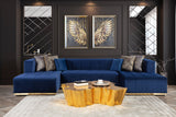 Elisha Navy Velvet Double Chaise Sectional - ELISHANAVY-SEC - Luna Furniture