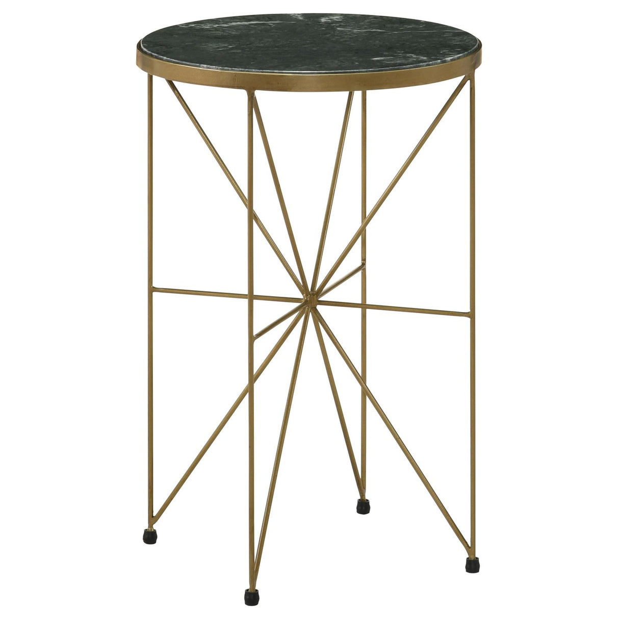 Eliska Green/Antique Gold Round Accent Table with Marble Top from Coaster - Luna Furniture