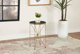 Eliska Green/Antique Gold Round Accent Table with Marble Top from Coaster - Luna Furniture