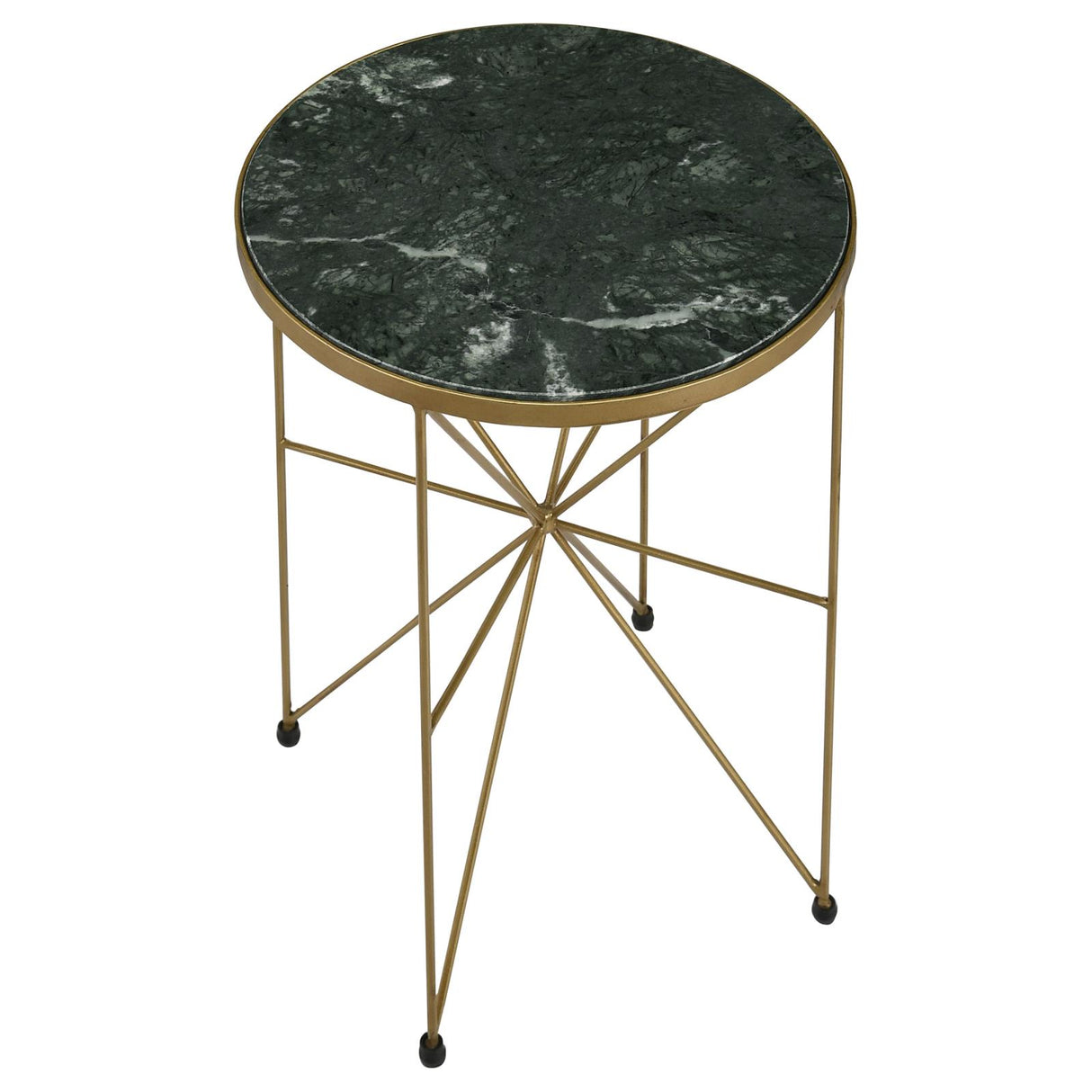 Eliska Green/Antique Gold Round Accent Table with Marble Top from Coaster - Luna Furniture