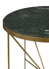 Eliska Green/Antique Gold Round Accent Table with Marble Top from Coaster - Luna Furniture