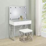 Eliza 2-piece Vanity Set with Hollywood Lighting White and Chrome - 936164 - Luna Furniture