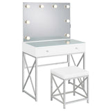 Eliza 2-piece Vanity Set with Hollywood Lighting White and Chrome - 936164 - Luna Furniture