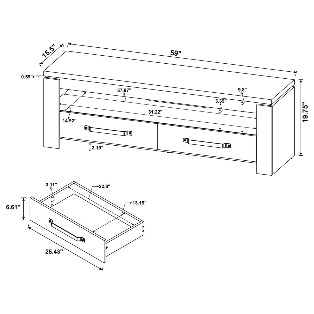 Elkton 2-drawer Engineered Wood 59" TV Stand Mango from Coaster - Luna Furniture