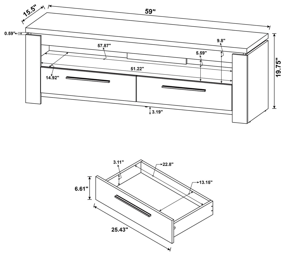 Elkton 2-drawer TV Console Weathered Grey - 701979 - Luna Furniture