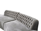 Ella Gray Velvet Curved Sectional - ELLAGRAY-SEC - Luna Furniture