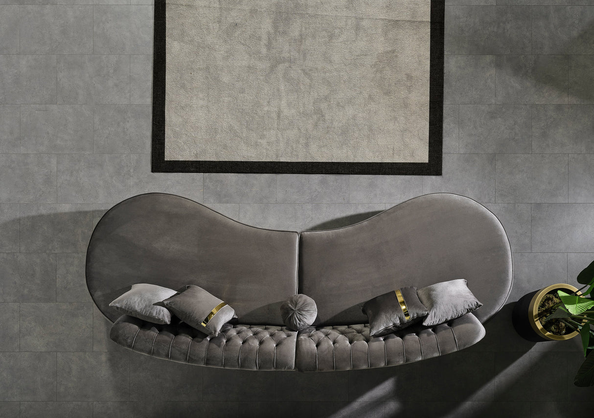 Ella Gray Velvet Curved Sectional - ELLAGRAY-SEC - Luna Furniture