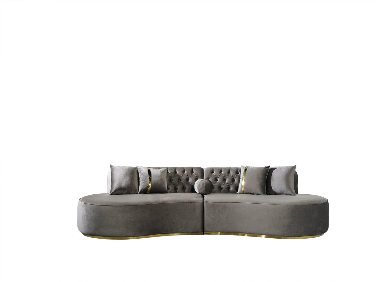 Ella Gray Velvet Curved Sectional - ELLAGRAY-SEC - Luna Furniture