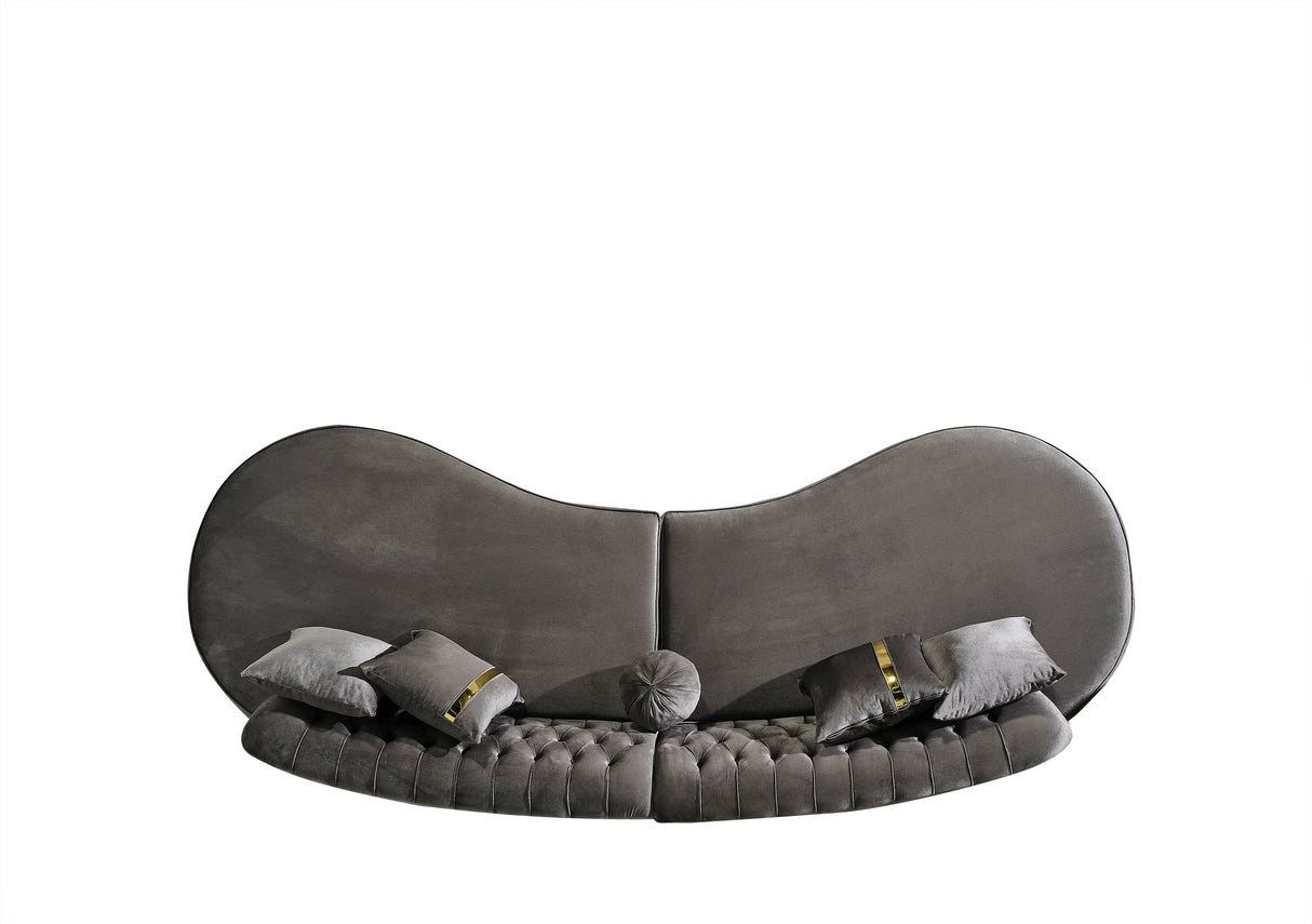 Ella Gray Velvet Curved Sectional - ELLAGRAY-SEC - Luna Furniture